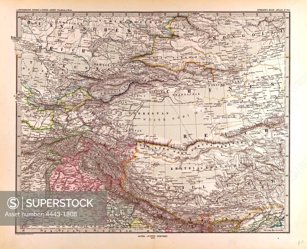 India Mongolia China Gotha, Justus Perthes, 1876, Atlas