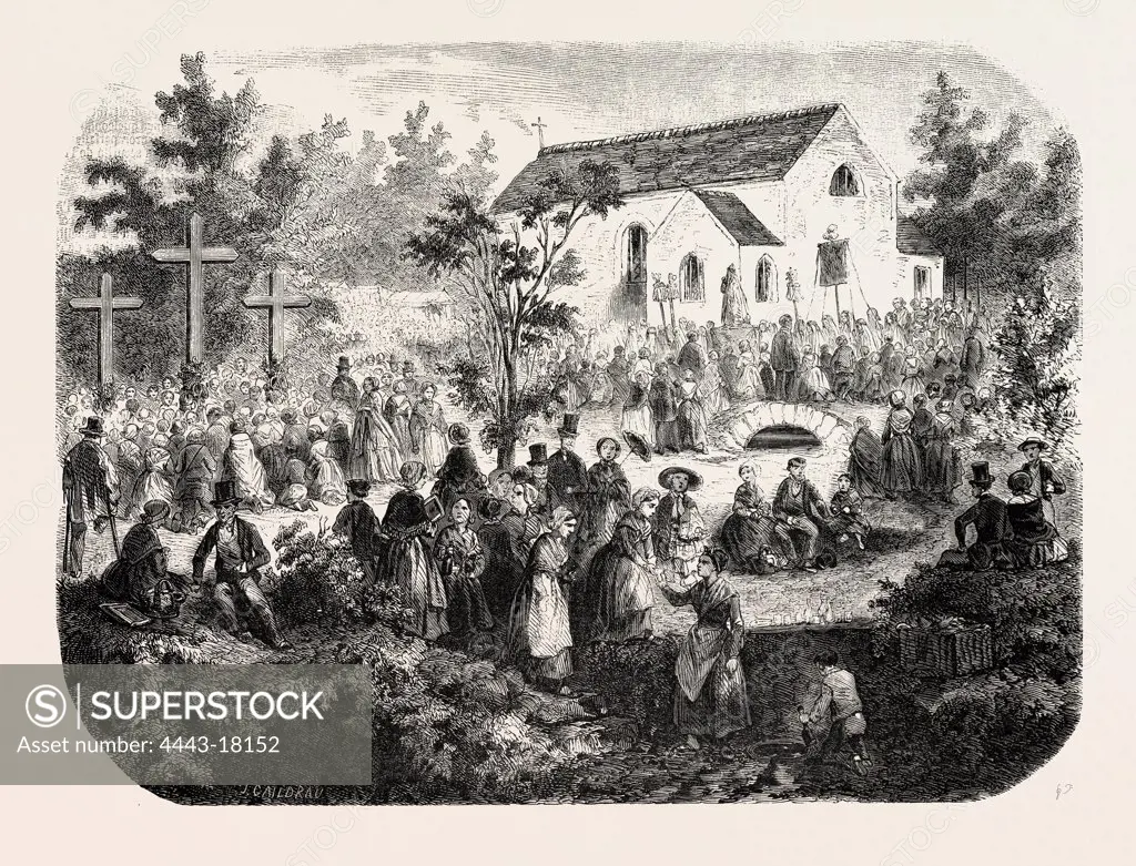 Fete of the Nativity of Our Lady: Pilgrimage to Our Lady of the Angels, Livry (Seine-et-Oise), France, 1855. Engraving