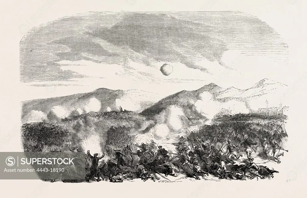 Assault of the Kars. The Crimean War, 1855. Engraving