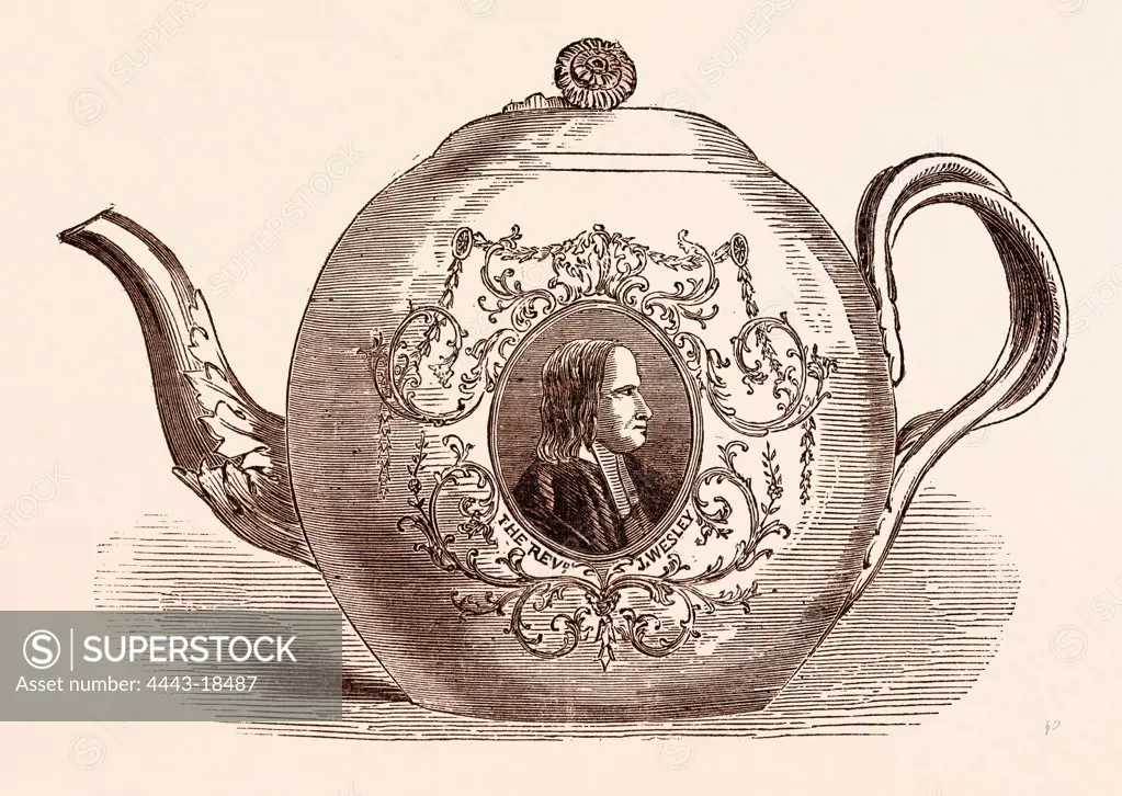 TEAPOT PRESENTED TO THE REV. JOHN WESLEY; BORN JUNE 17, 1703. An Anglican cleric and Christian theologian.