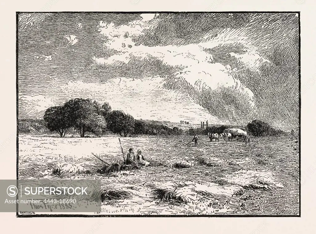 A HAYFIELD AT MARLOW, BY T. PYNE.