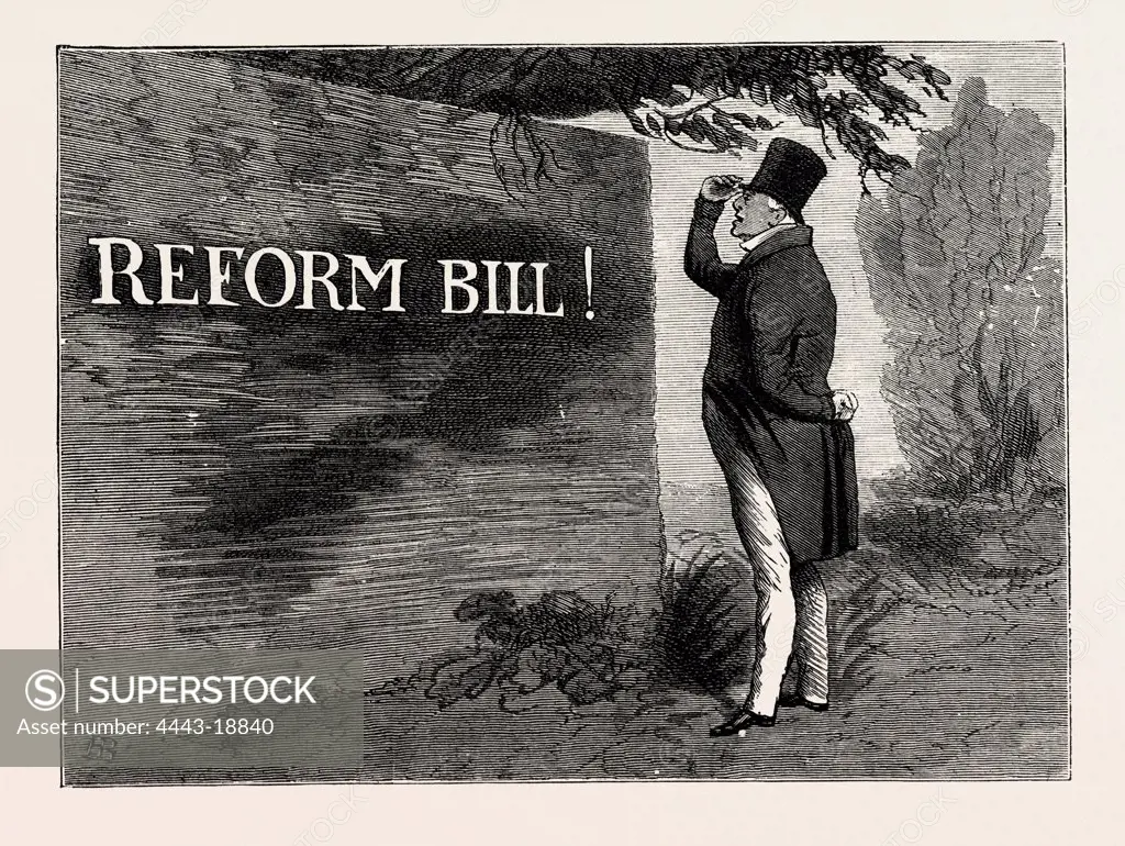 PARLIAMENTARY ELECTIONS AND ELECTIONEERING IN THE OLD DAYS: J. DOYLE: 'THE HANDWRITING ON THE WALL,' MAY 26, 1831 KING (WILLIAM IV.) loq.í'Reform Bill Can that mean me'