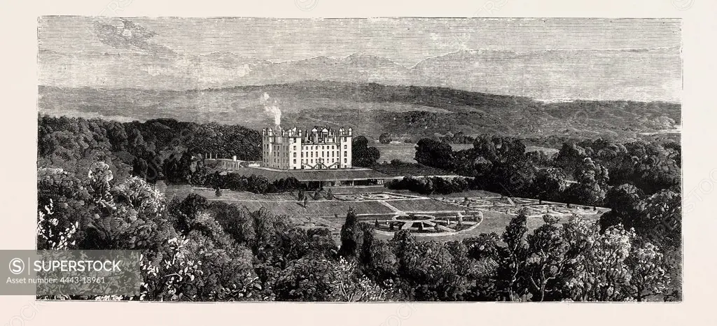 DRUMLANRIG CASTLE FROM THE WEST, NITHSDALE, SCOTLAND, SEAT OF THE DUKE OF BUCCLEUCH