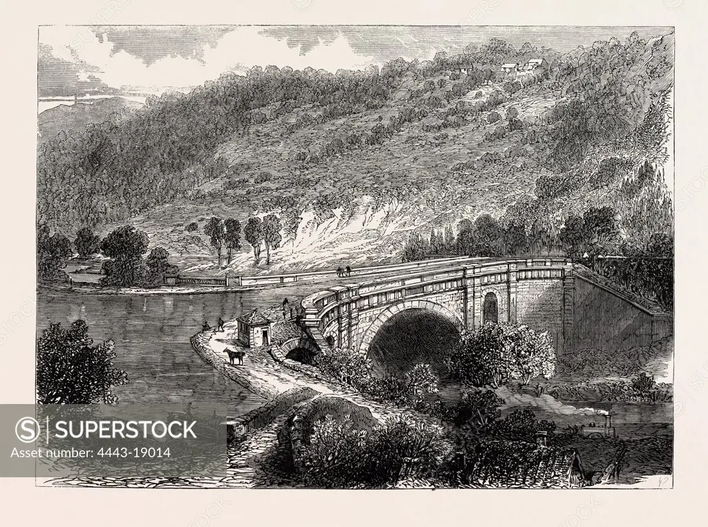 THE BRITISH ASSOCIATION AT BATH: AQUEDUCT OF THE KENNET AND AVON CANAL, AT LIMPLEY STOKE, NEAR BATH, UK, 1864