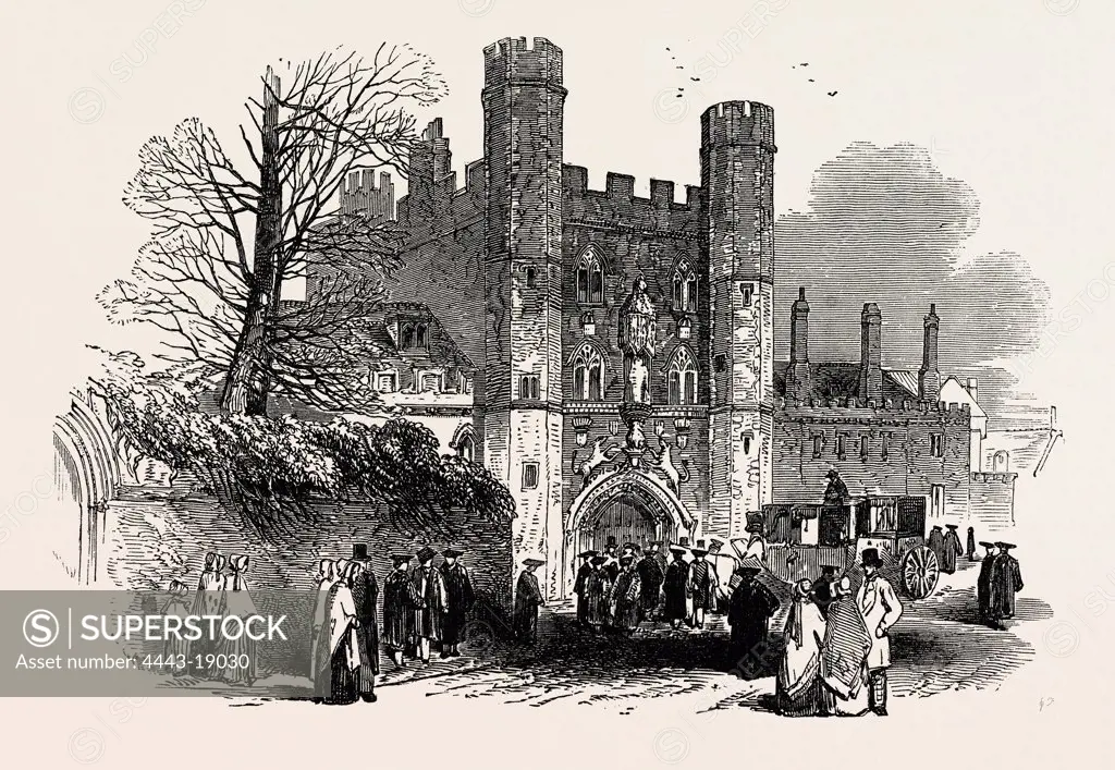 THE CAMBRIDGE CHANCELLORSHIP ELECTION: GATEWAY OF ST. JOHN'S COLLEGE, UK, 1847