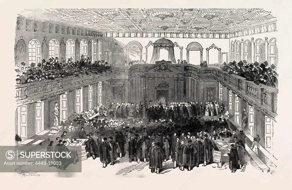THE CAMBRIDGE CHANCELLORSHIP ELECTION: INTERIOR OF THE SENATE HOUSE. THE ELECTION. UK, 1847