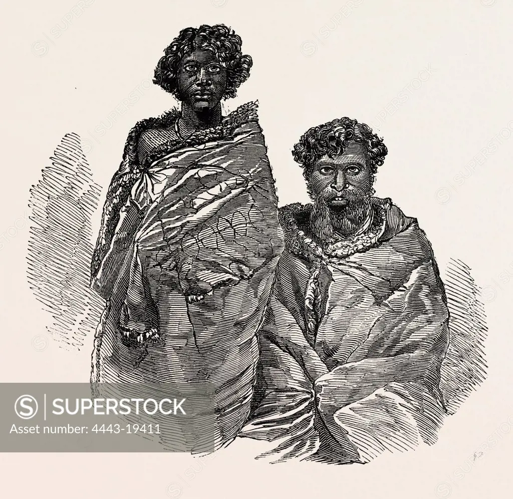 ABORIGINAL AUSTRALIANS. OLD AND YOUNG MAN. PORT PHILLIP, 1850