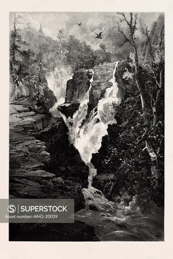 FALLS OF STE. ANNE, CANADA, NINETEENTH CENTURY ENGRAVING