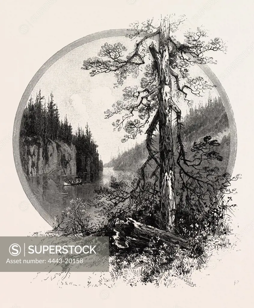 THE UPPER LAKES, CANADA, NINETEENTH CENTURY ENGRAVING