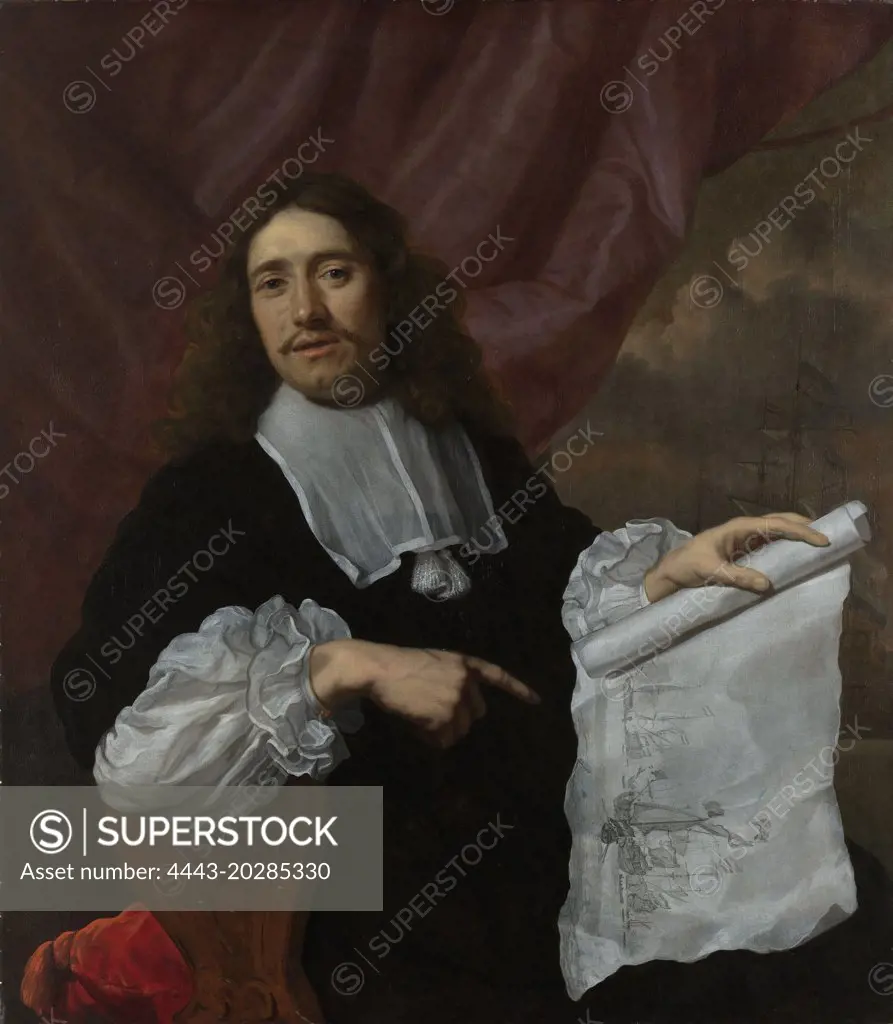 Portrait of the Painter Willem van de Velde II, Lodewijk van der Helst, 1660 - 1672