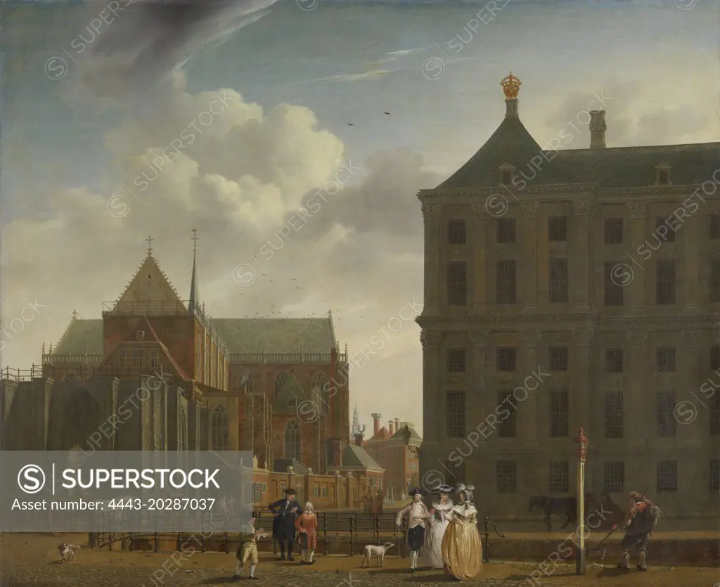 The Nieuwe Kerk and the Town Hall on the Dam in Amsterdam, The Netherlands, Isaac Ouwater, c. 1780 - c. 1790