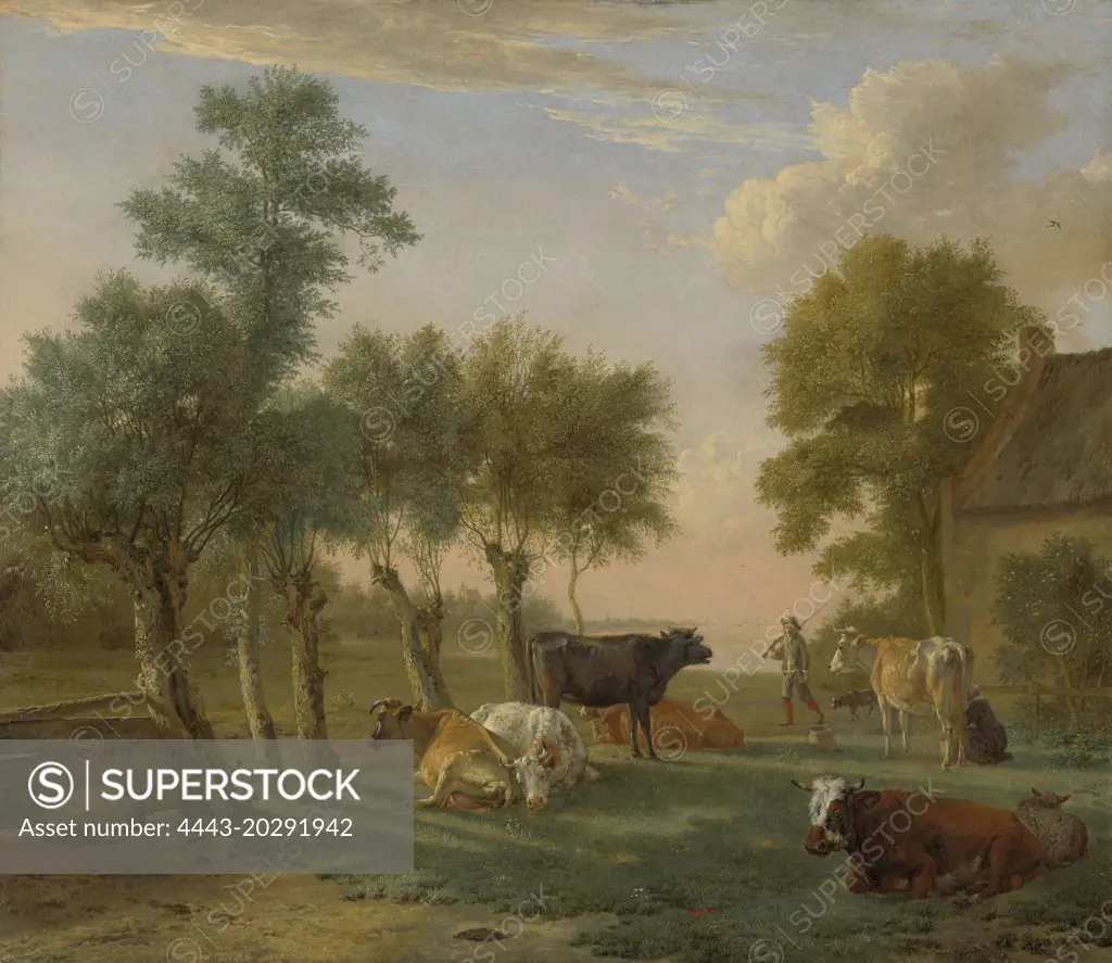Cows in a Meadow near a Farm, Paulus Potter, 1653