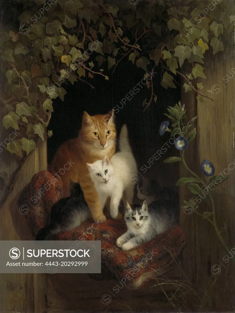 Cat with Kittens, Henriëtte Ronner, 1844