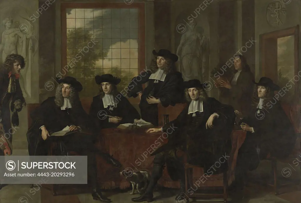 Group Portrait of the Inspectors of the Collegium Medicum in Amsterdam, The Netherlands, Adriaen Backer, 1683