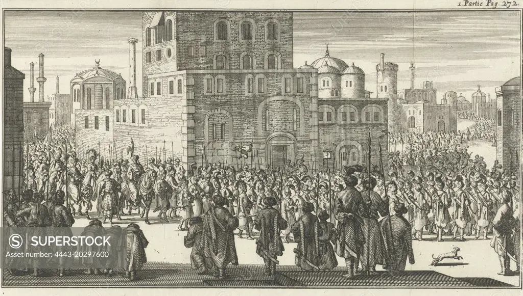 Procession at the exit of the sultan and his retinue, Jan Luyken, Charles Angot, 1689