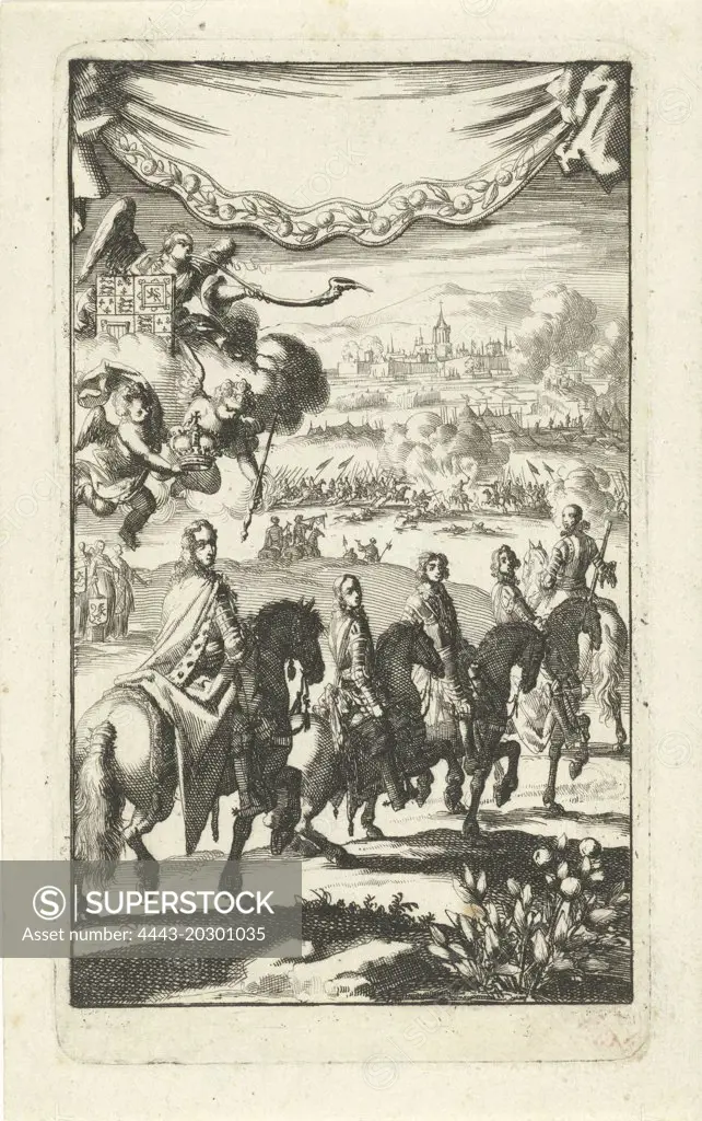 Princes of Orange William I, Maurice, Frederick Henry, William II and William III on horseback, Maurits, Frederik Hendrik