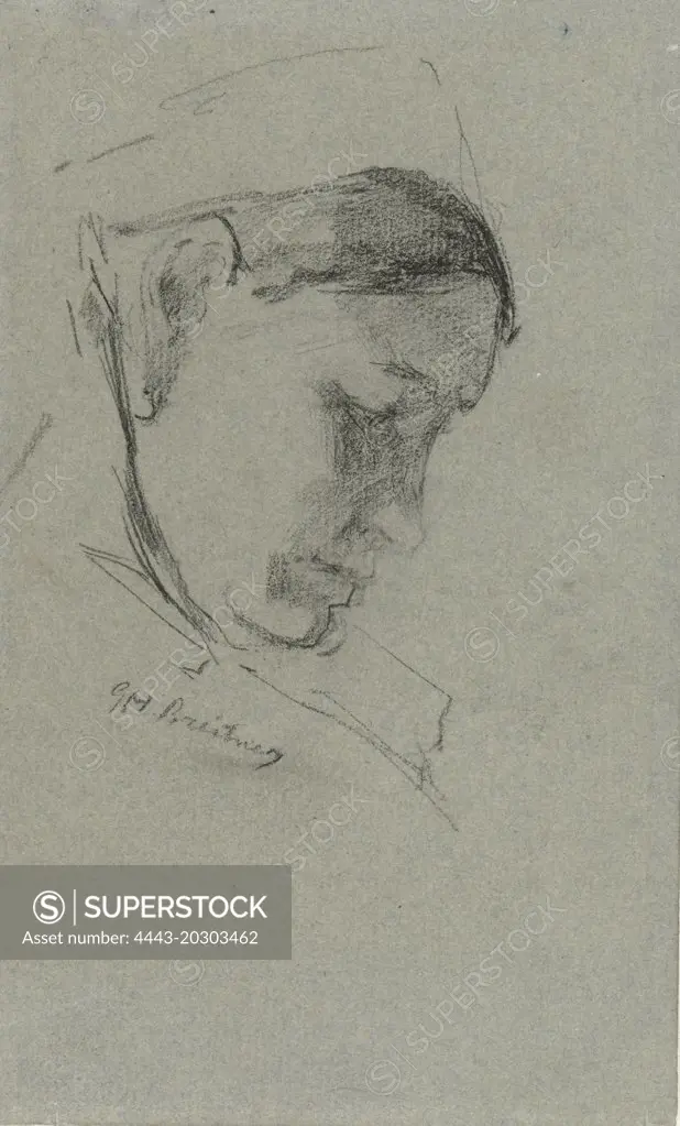 Head of a woman looking down, George Hendrik Breitner, 1867 - 1923