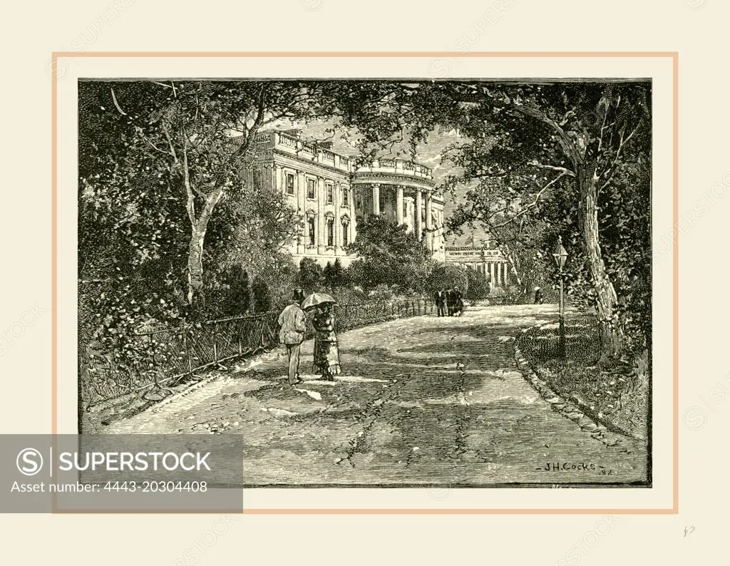 The Rear of the White House, Washington, 19th century
