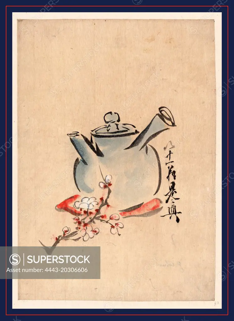 Teapot with cherry or plum blossoms, between 1750 and 1850, 1 painting : color.