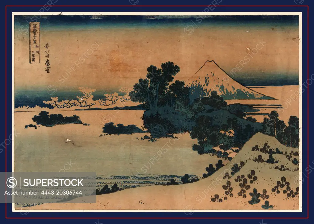 Soshu shichiriga hama, Katsushika, Hokusai, 1760-1849, artist, 1831 or 1832, 1 print : woodcut, color ; 25.7 x 37.4 cm., Print shows landscape with Mount Fuji in the background.
