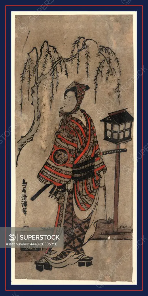 Bando hikosaburo, The actor Bando Hikosaburo., Torii, Kiyomitsu, 1735-1785, artist, between 1757 and 1764, 1 print : woodcut, color ; 30.2 x 13.5 cm., Print shows Bando Hikosaburo, an actor, full-length portrait, standing, facing left.