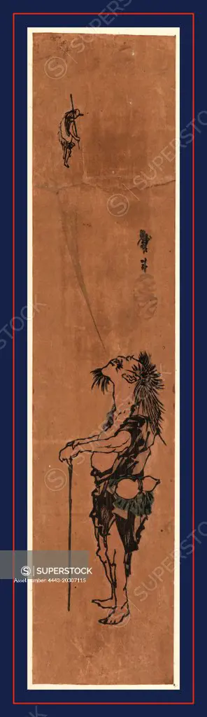Tekkai zu, The Chinese sage Tieguai., Katsushika, Taito II, approximately 1810-approximately 1853, artist, between 1830 and 1844, 1 print : woodcut, color ; 34 x 7.5 cm.