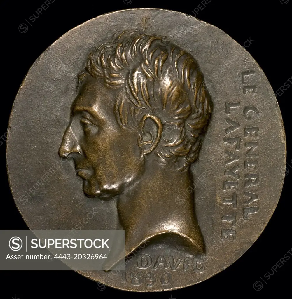 Pierre-Jean David d'Angers, Marie-Joseph-Paul-Yves-Roch-Gilbert du Motier, Marquis de Lafayette, 1757-1834, General and Statesman, French, 1788 - 1856, 1830, bronze