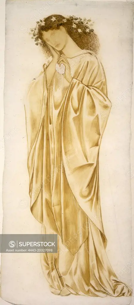 Sir Edward Coley Burne-Jones, Ariadne, British, 1833 - 1898, 1863-1864, watercolor and gouache over graphite on smooth wove paper