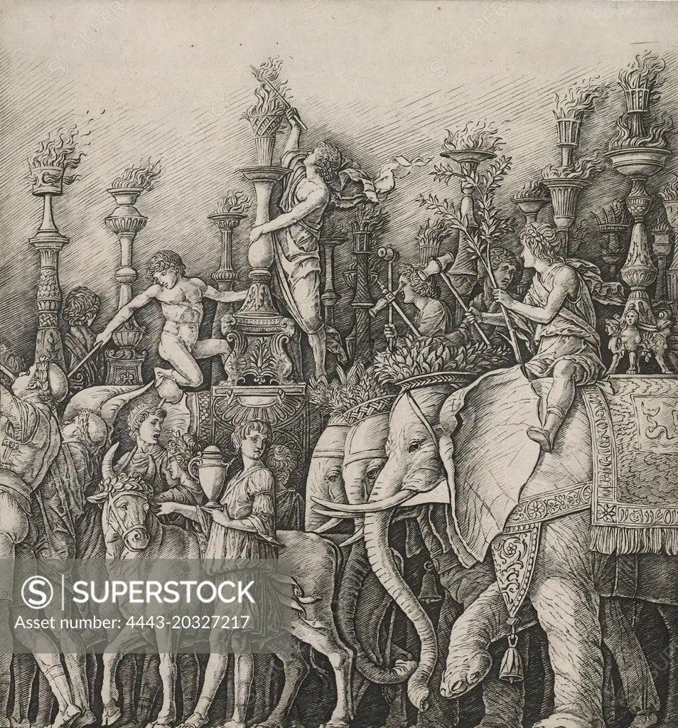 Workshop of Andrea Mantegna or Attributed to Zoan Andrea, The Triumph of Caesar: The Elephants, c. 1485-1490, engraving