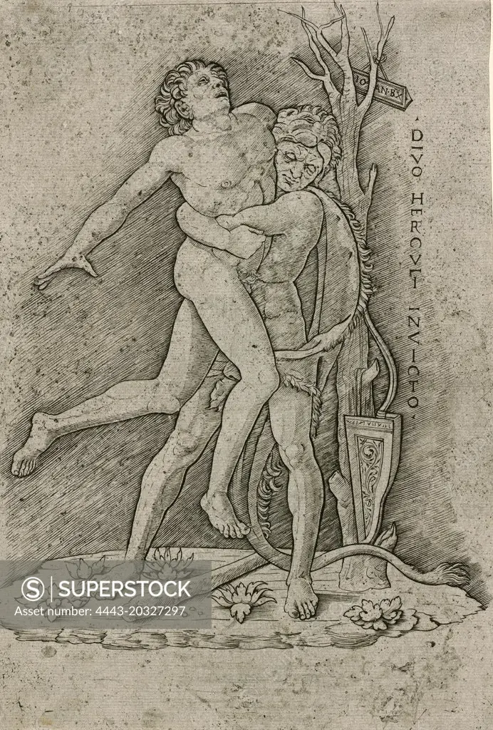 Giovanni Antonio da Brescia (Italian, active c. 1490 - 1525 or after), Hercules and Antaeus, c. 1490-1500, engraving