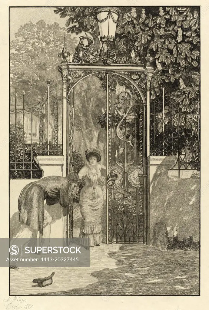 Max Klinger, At the Gate (Am Thor): pl.3, German, 1857 - 1920, 1887, etching