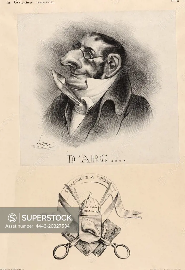 Honoré Daumier (French, 1808 - 1879), Comte d'Argout, 1832, lithograph