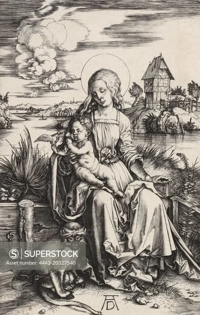 Albrecht Dürer (German, 1471 - 1528), The Virgin and Child with the Monkey, c. 1498, engraving