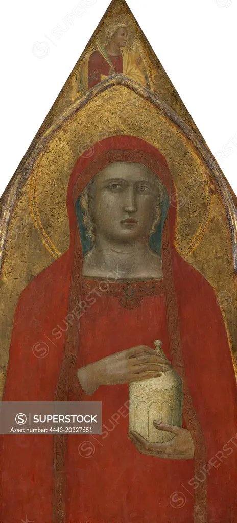 Pietro Lorenzetti (Italian, active c. 1306 - probably 1348), Madonna and Child with Saint Mary Magdalene and Saint Catherine left panel, c. 1330-1340, tempera on panel transferred to canvas
