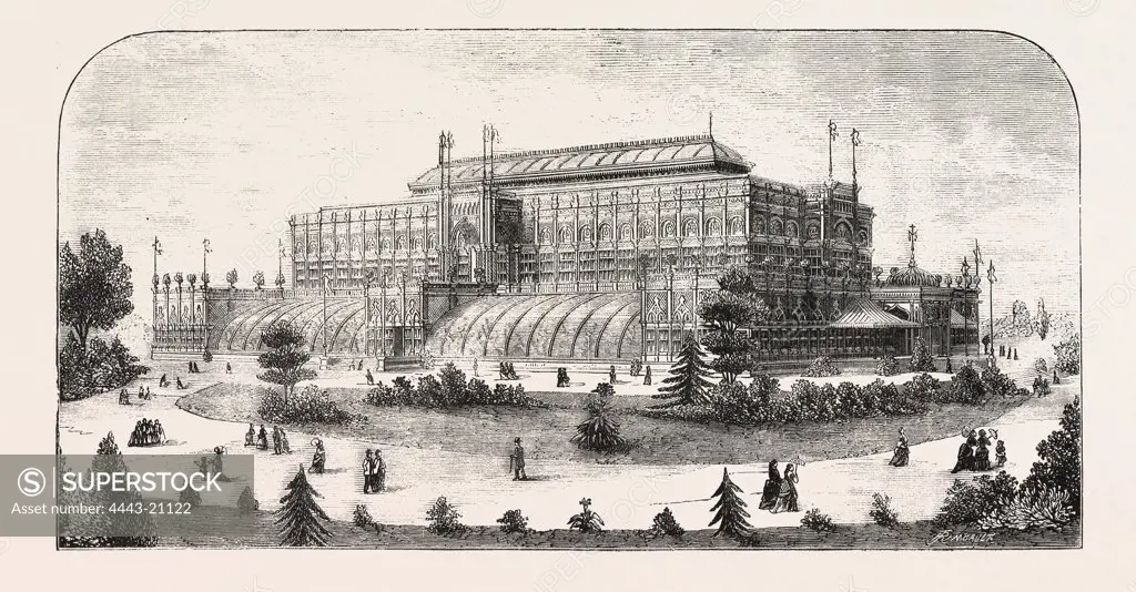 The Philadelphia exhibition, the Horticultural buiding, ENGRAVING 1876, US, USA, America, United States
