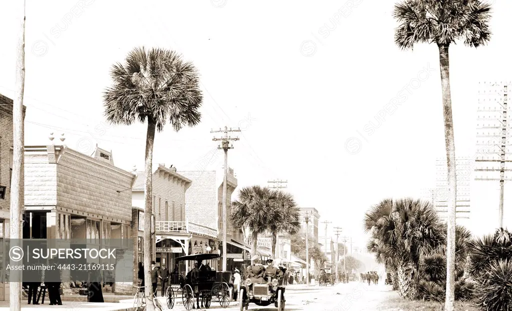 Beach Street, Daytona, Fla, Streets, United States, Florida, Daytona Beach, 1906