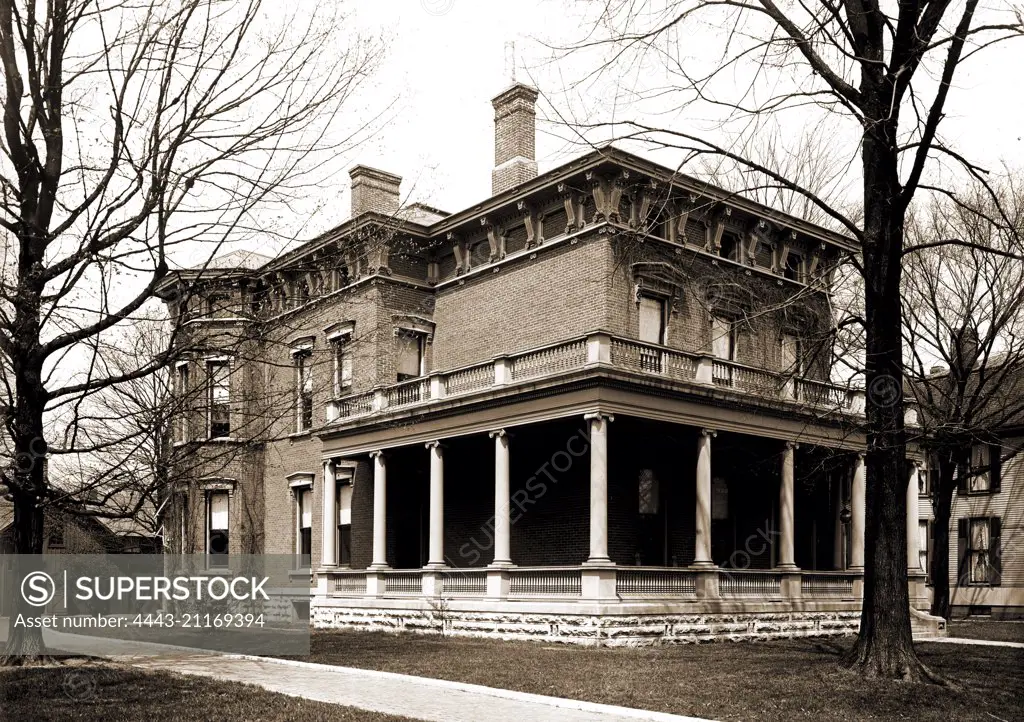 President Harrison House, North Delaware Street,Indianapolis, Ind, Harrison, Benjamin,, 1833-1901, Harrison House (Indianapolis, Ind.), Dwellings, Streets, United States, Indiana, Indianapolis, 1904