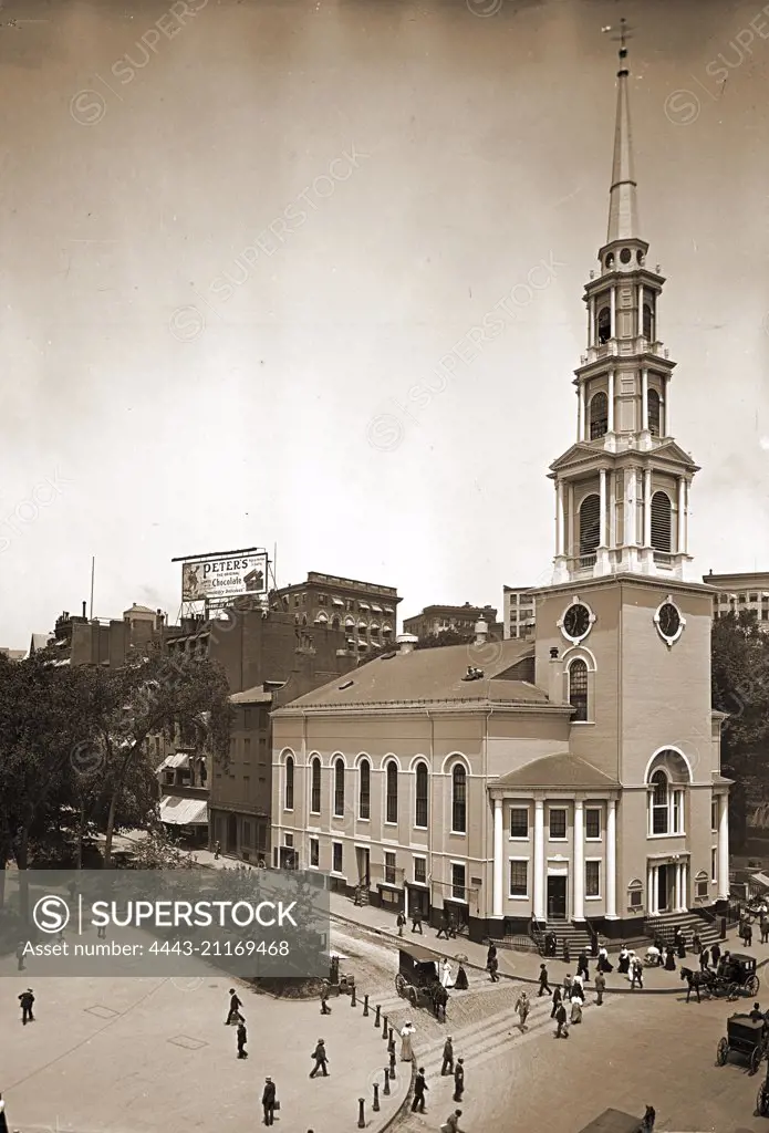 Park St. Church, Boston, Mass, Park Street Church (Boston, Mass.), Congregational churches, United States, Massachusetts, Boston, 1906