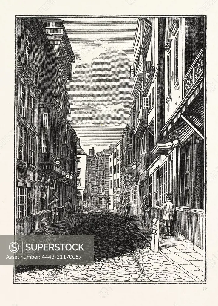 Butcher Row, Temple Bar, London, England, engraving 19th century, Britain, UK