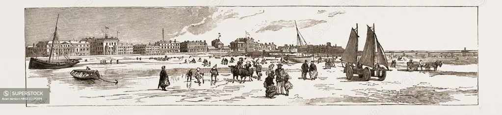 SOUTHPORT FROM THE SANDS, UK, 1883