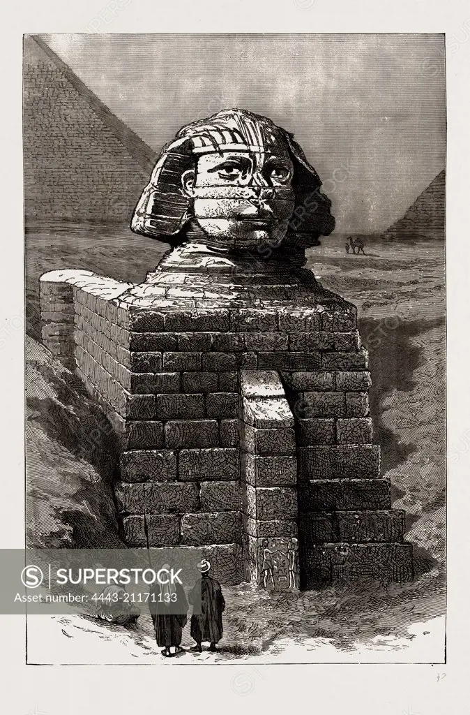 ANTIQUARIAN EXCAVATIONS IN EGYPT, 1886: THE GREAT SPHINX AS NOW CLEARED FROM THE ENCUMBERING SAND
