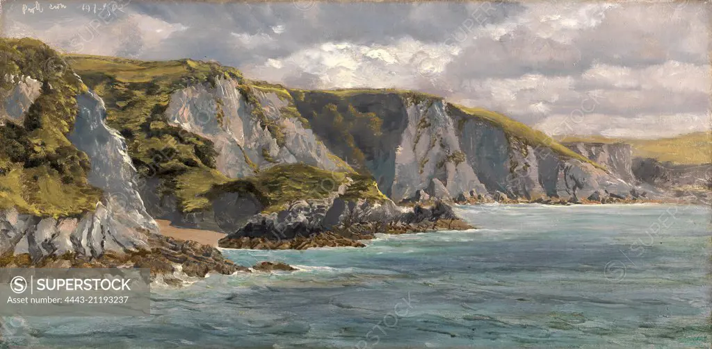 On the Welsh Coast Seascape Dated, upper left: "19 July 6 or 8; symbol historically an 82, John Brett, 1831-1902, British