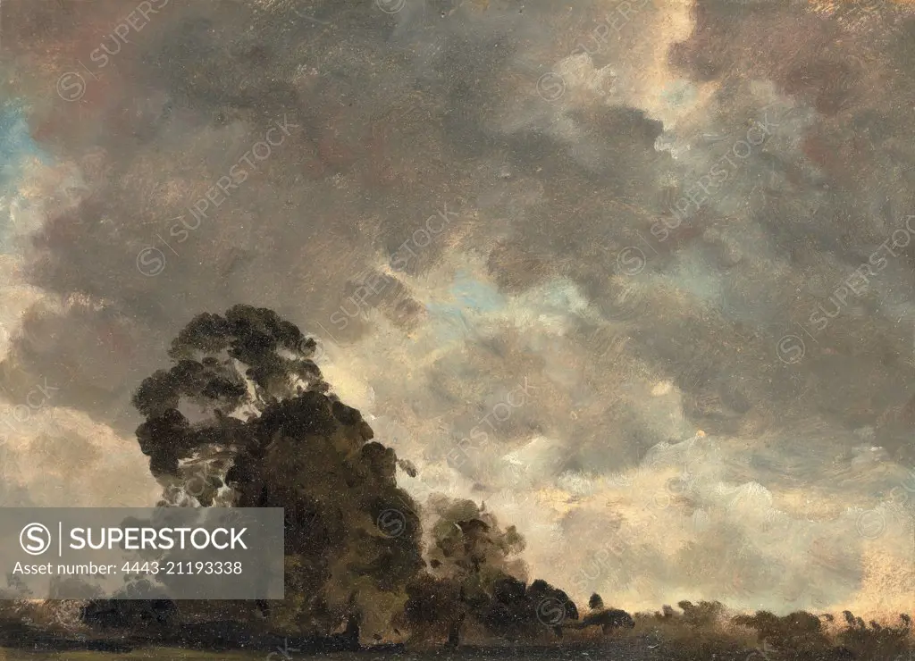 Cloud Study Landscape at Hampstead, Trees and Storm Clouds, John Constable, 1776-1837, British