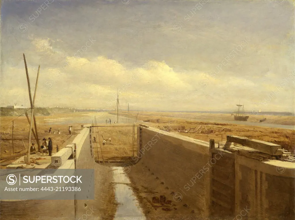 Canal under construction, possibly the Bude Canal The Building of a Canal (The Bude Canal), unknown artist, 19th century, British