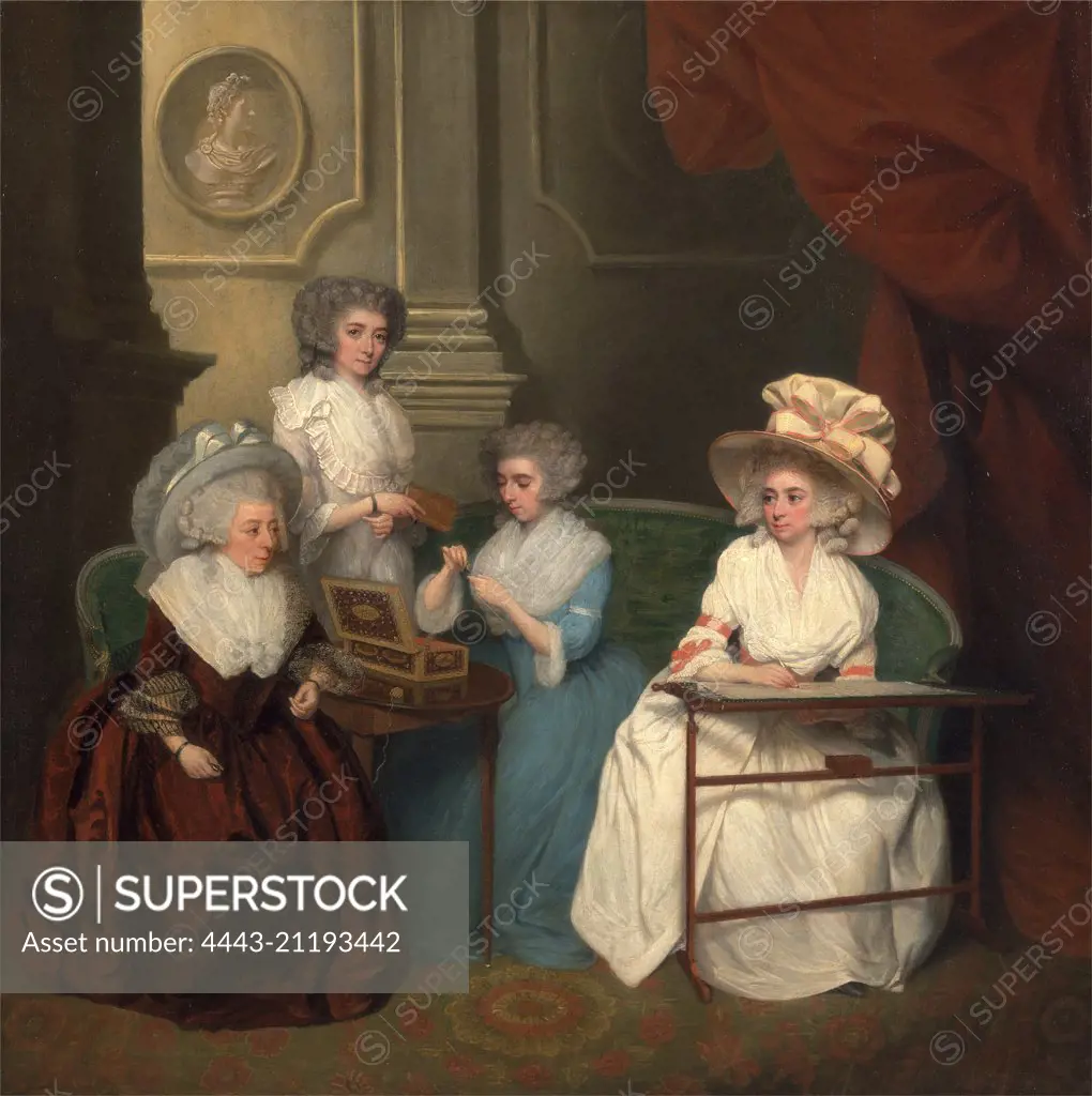 Lady Jane Mathew and Her Daughters, unknown artist, 18th century, British