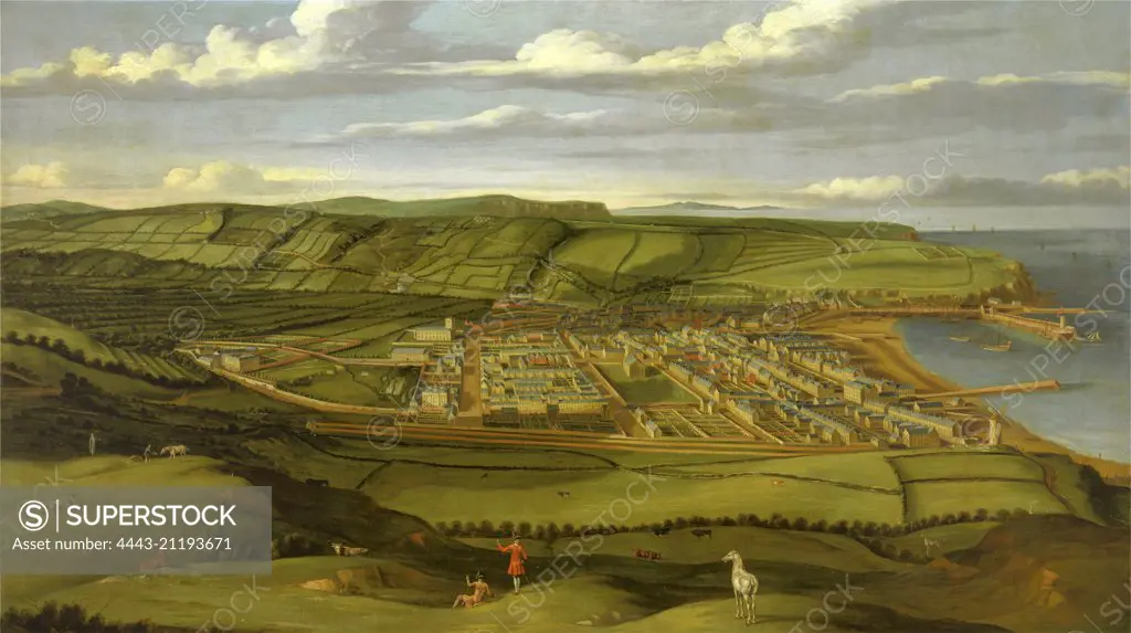 Whitehaven, Cumbria, Showing Flatt Hall Prospect View of Whitehaven, Cumbria, Showing Flatt Hall, to the Left, Matthias Read, 1669-1747, British