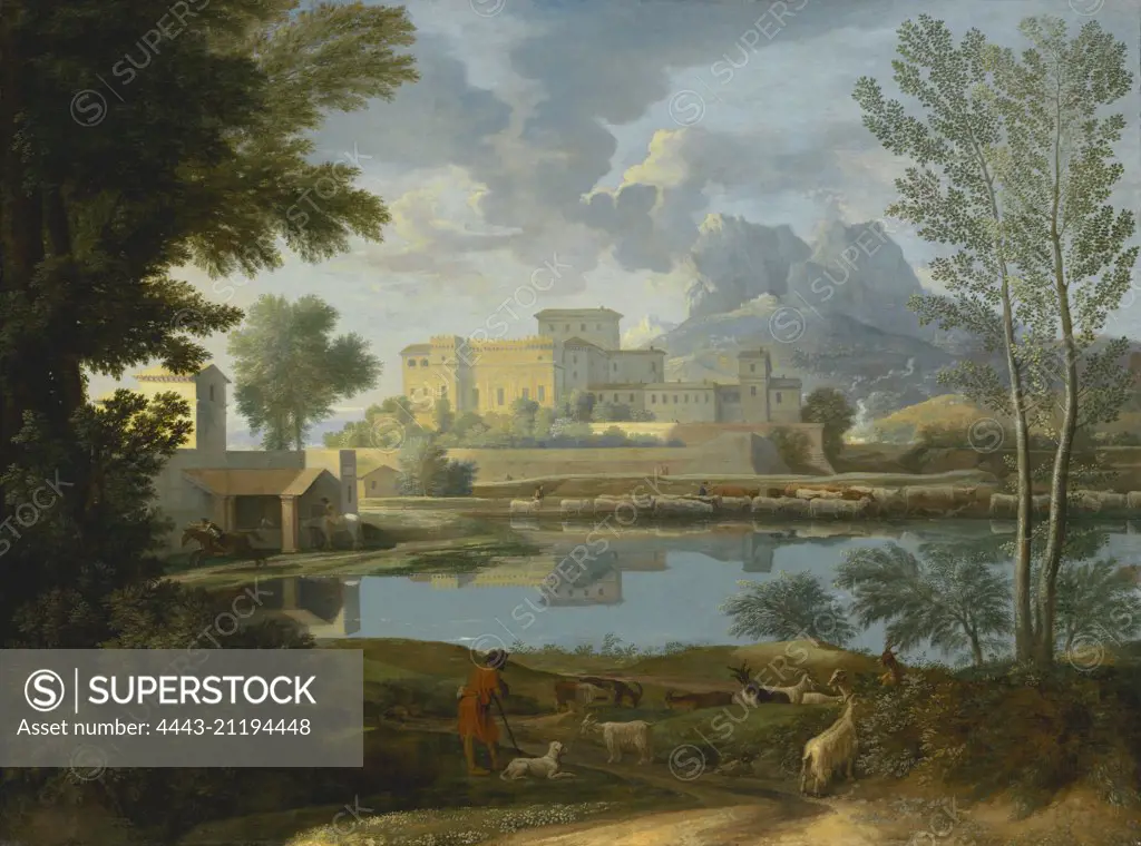 Landscape with a Calm (Un Temps calme et serein); Nicolas Poussin, French, 1594 - 1665; France, Europe; 1650 - 1651; Oil on canvas; Unframed: 97 x 131 cm (38 3/16 x 51 9/16 in.), Framed: 125.7 x 160.7 x 7.9 cm (49 1/2 x 63 1/4 x 3 1/8 in.)