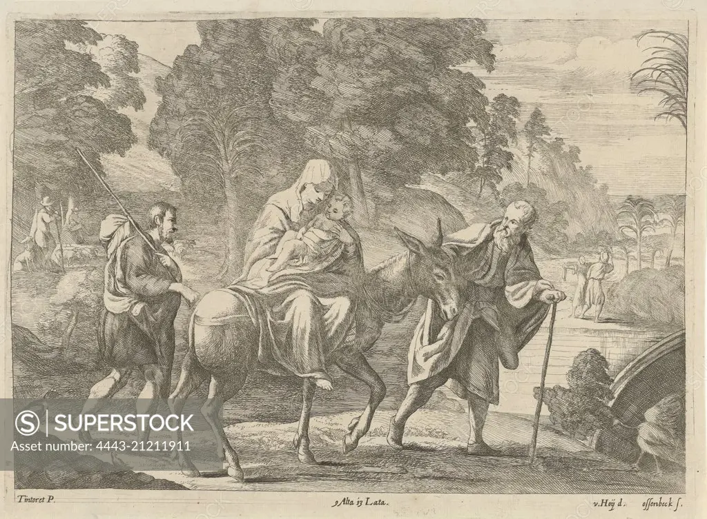 Flight into Egypt, Jan van Ossenbeeck, in or after 1660