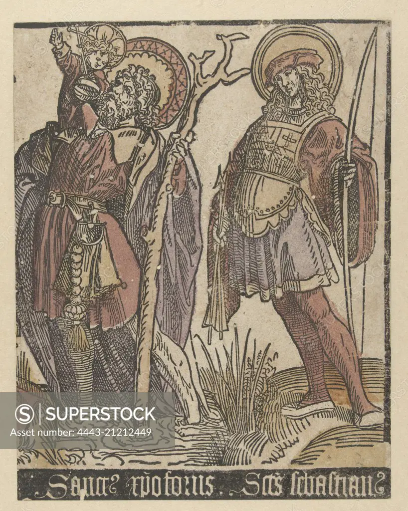 The Saints Christopher and Sebastian, print maker: Jacob Cornelisz van Oostsanen
