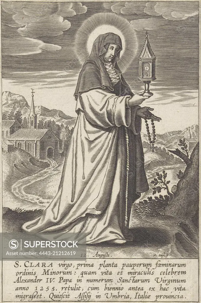 Saint Clare, print maker: Michael Snijders, 1610 - 1672